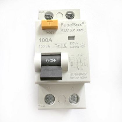 CP Fusebox RTA1001002S Time Delayed 100A 100 Amp 30mA RCD 2 Double Pole Circuit Breaker Type A